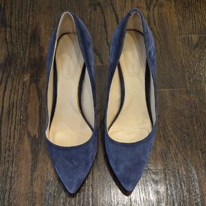 Saks Fifth Avenue Navy Suede Heels